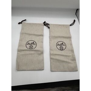 Hermes Authentic Dustbags For Shoes/Sandals Set Of‎ 2 Drawstring 13.5"x6"